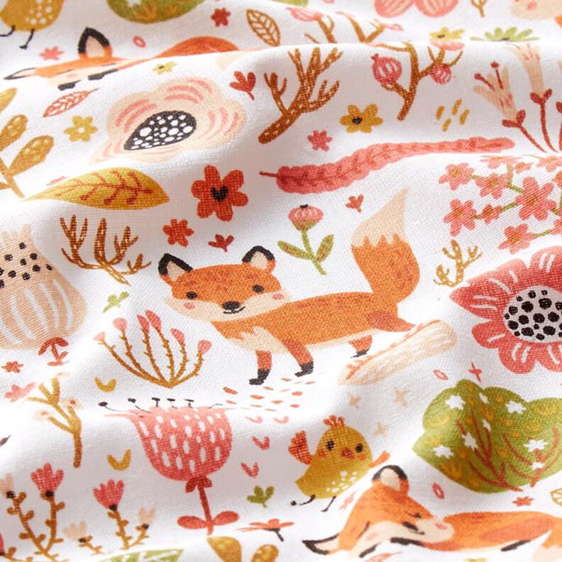 Cotton Cretonne Meadow Foxes – white, image number 2
