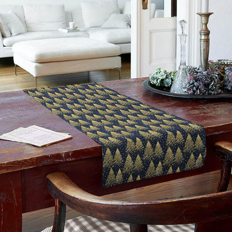 Cotton Poplin Gold Dust Fir Trees – midnight blue/gold, image number 7