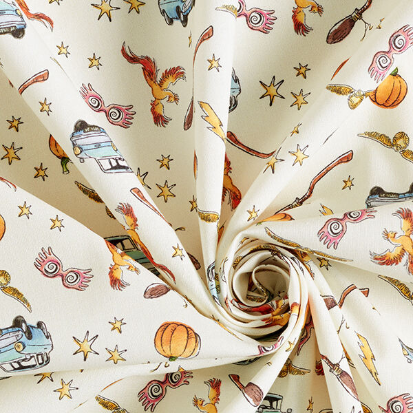 Cotton Poplin Licensed Fabric Harry Potter Snitch, Fawkes and Firebolt | Warner Bros. – offwhite,  image number 3