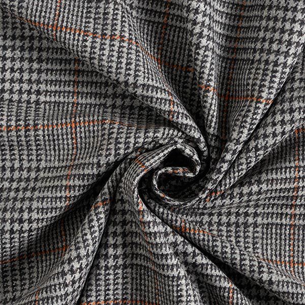 Glen Plaid Wool Fabric – dark grey/orange,  image number 5