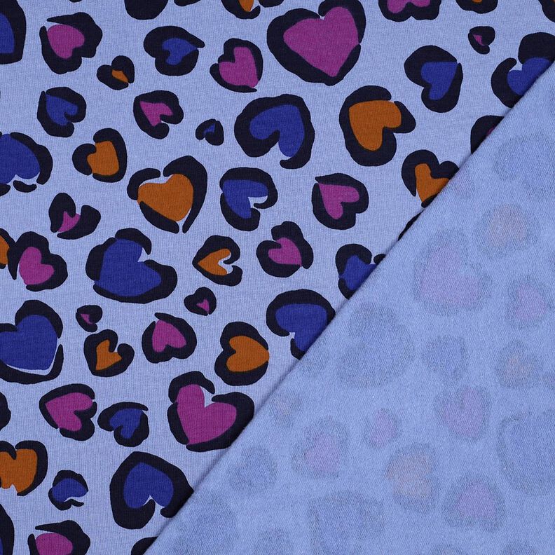 Brushed Sweatshirt Fabric colourful hearts | Poppy Fabrics – steel blue,  image number 4