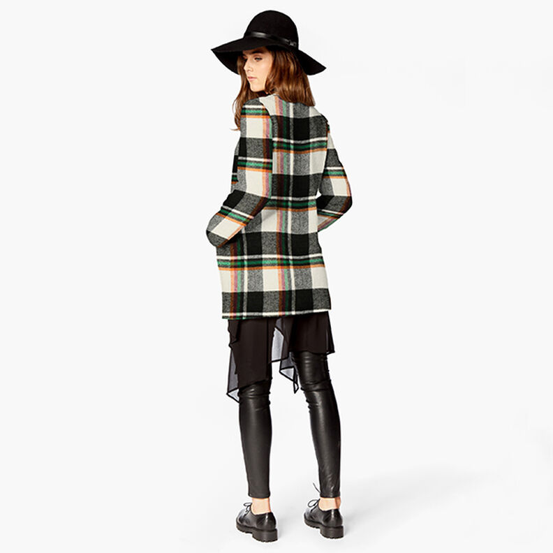 colourful checked coat fabric – black/white,  image number 6