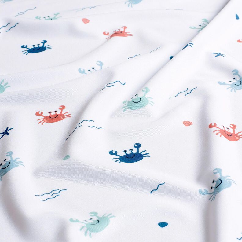 Swimsuit Fabric UPF50 happy crabs – white/lobster,  image number 2