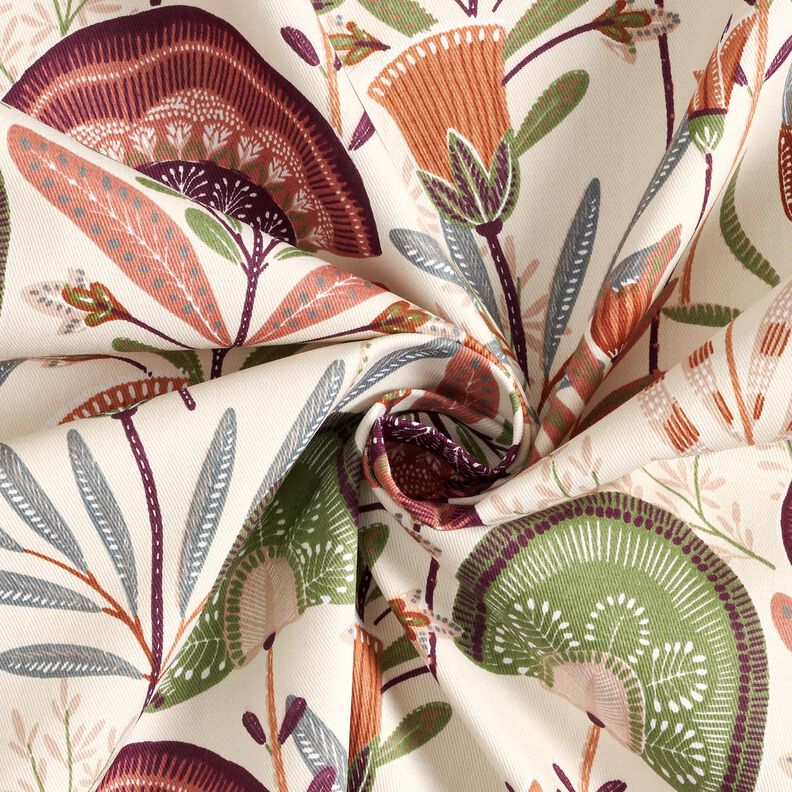 Decor Fabric Cotton Twill floral – offwhite/pine, image number 3