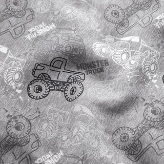 Brushed Sweatshirt Fabric Monster Trucks Mottled – grey, 