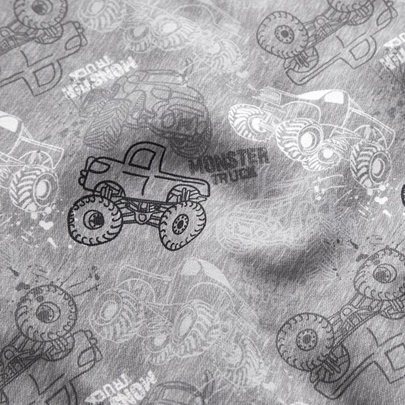 Brushed Sweatshirt Fabric Monster Trucks Mottled – grey,  image number 2