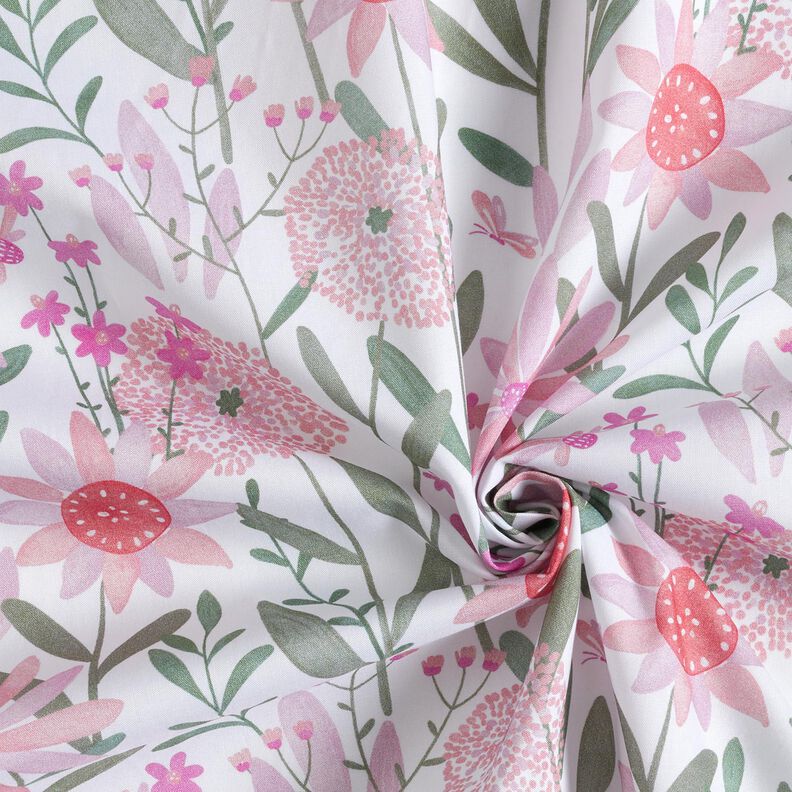 Cotton Poplin large meadow flowers Digital Print | Poppy Fabrics – white,  image number 3