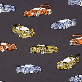 French Terry Racing Cars | Poppy Fabrics – grey, 