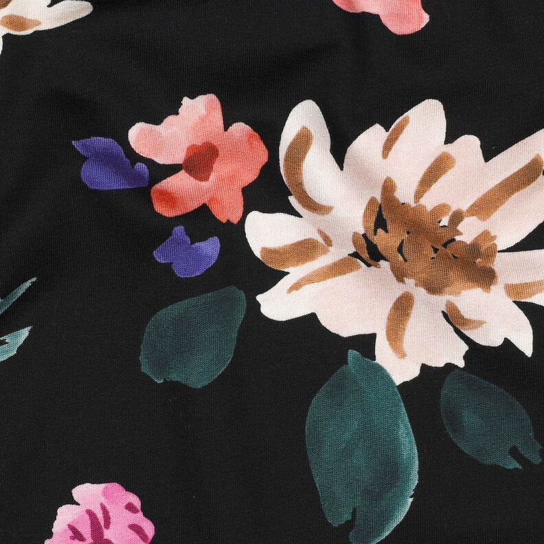 French terry Colette Digital Print | Nerida Hansen – black/coral,  image number 2