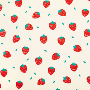 Brushed Sweatshirt Fabric strawberries | by Poppy – offwhite/fire red, 