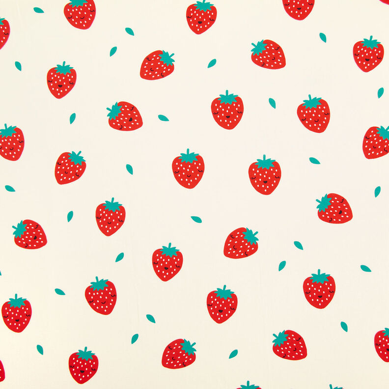 Brushed Sweatshirt Fabric strawberries | by Poppy – offwhite/fire red,  image number 1