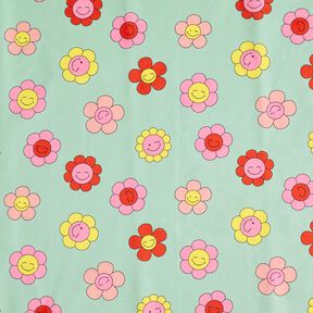 Coated Cotton cheerful flowers | Poppy Fabrics – mint/lemon yellow, 