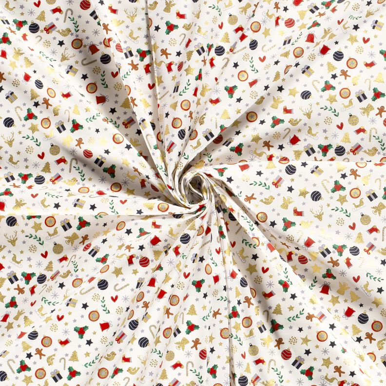 Cotton Poplin small Christmas motifs – light beige/gold,  image number 3
