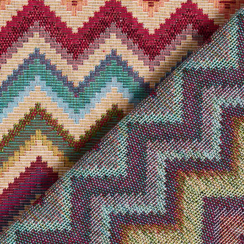Decor Fabric Tapestry Fabric Chevron – light beige/carmine,  image number 4