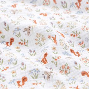 Double Gauze/Muslin Squirrel and mouse – white, 