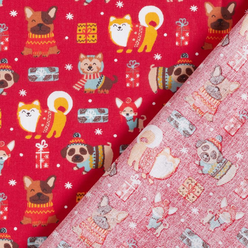 Cotton Cretonne Dogs at Christmas – red,  image number 4