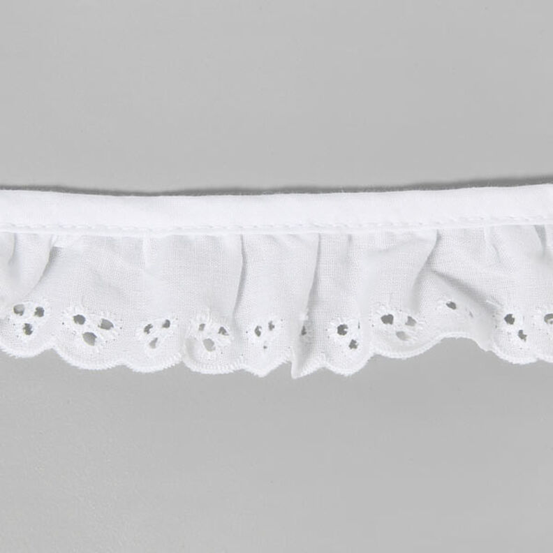 Embroidered Ruffle Lace – white,  image number 1