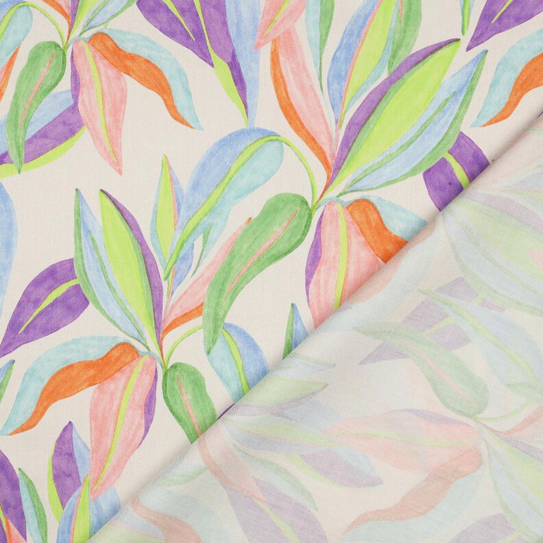 Sateen Leaves digital print| Poppy Fabrics – cream/light green,  image number 4