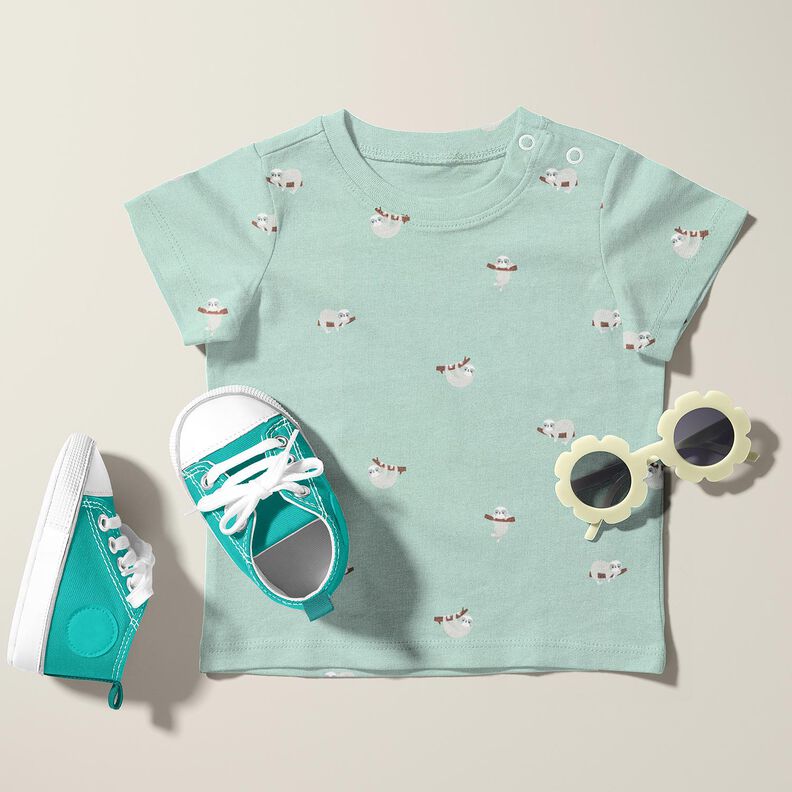 Cotton Jersey Sloths – pale mint, image number 5
