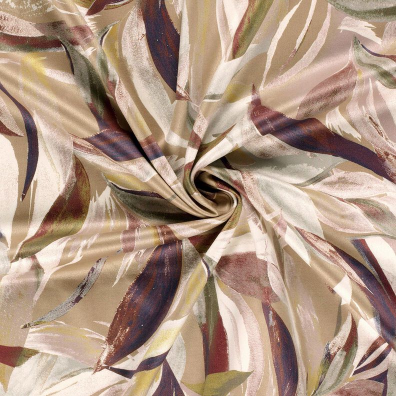 Stretch velour leaf weave – mocca/burgundy, image number 3