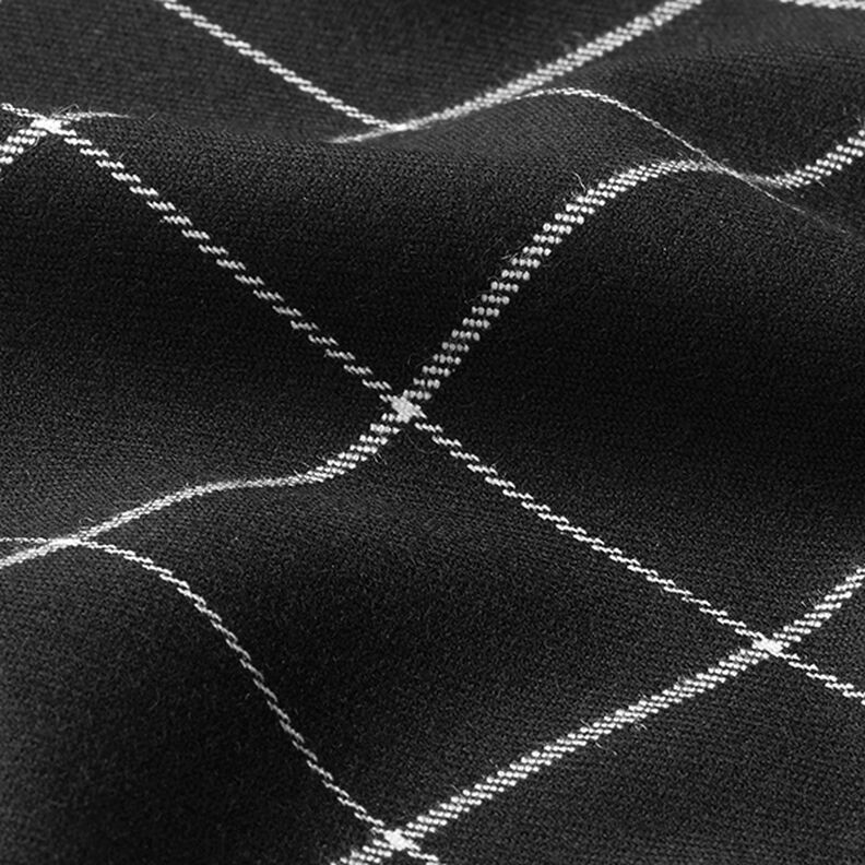 Check Stretch Viscose Blend – black/white,  image number 2