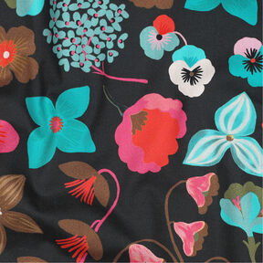 Cotton Poplin Meadow Flower Digital Print | Nerida Hansen – black/turquoise, 