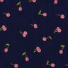 Double Gauze/Muslin embroidered cherries | Poppy Fabrics – midnight blue/pink,  thumbnail number 1