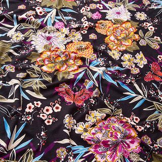 Floral bouquet viscose jersey – black, 