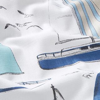 Decorative Panama fabric Painted sailing boats – white, 