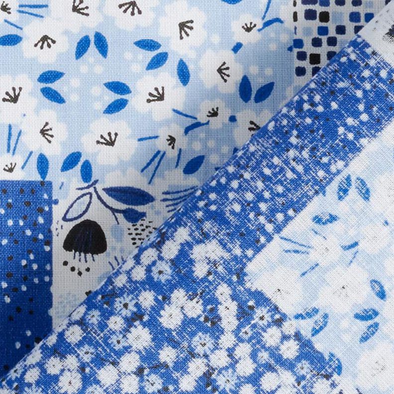 Cotton Cretonne patchwork-look – white/blue,  image number 3