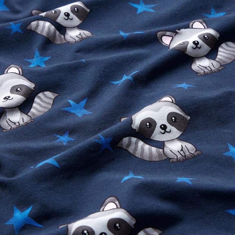 Cotton Jersey Raccoon with stars | Glitzerpüppi – midnight blue/silver,  image number 2