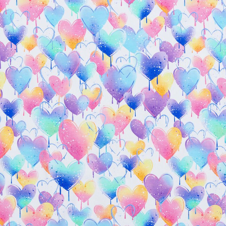 Cotton Jersey Graffiti Hearts | Glitzerpüppi  – white/colourful,  image number 1