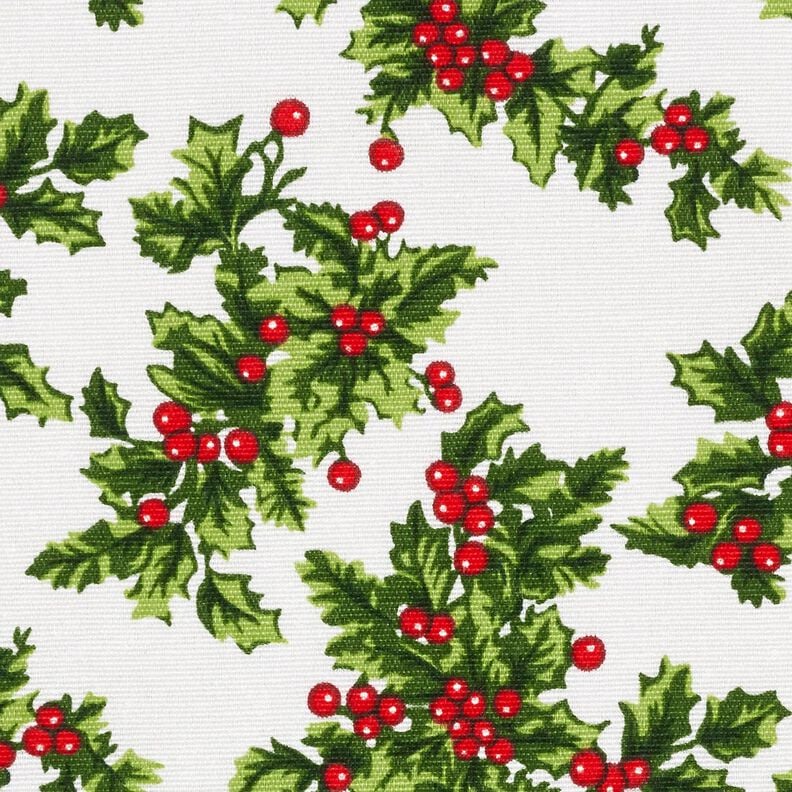 Canvas Decor Fabric Mistletoe Twigs – green/red, image number 6
