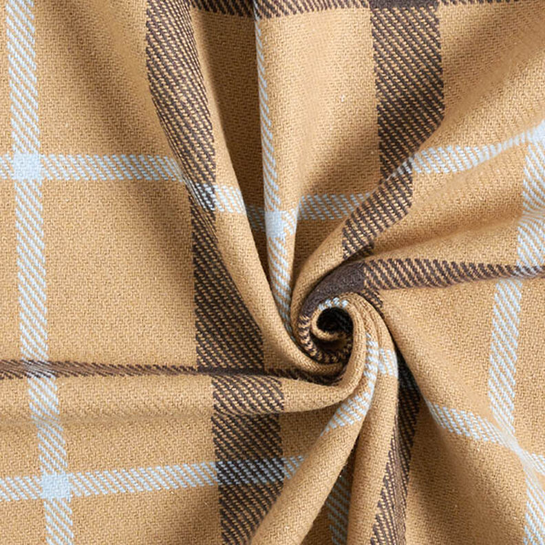 Large Check Cotton Blend Coating Fabric – beige, image number 3