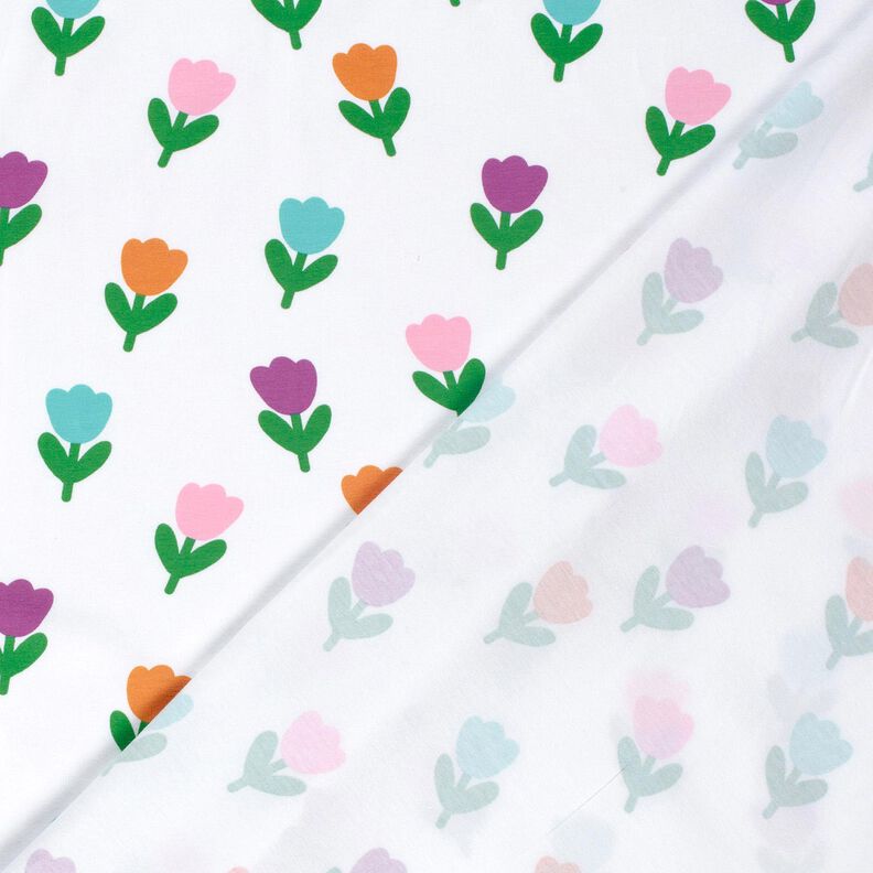 Cotton Jersey stylised tulips – white/red lilac,  image number 4