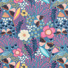 Cotton Cretonne butterflies and flowers – blue grey/pink,  thumbnail number 1