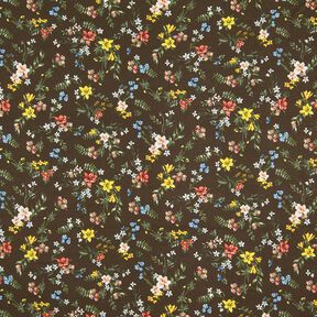 Viscose Jersey little flowers – dark brown/fire red, 