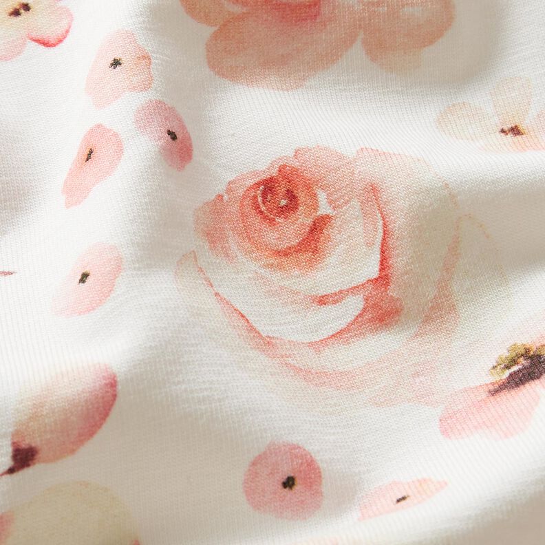 Cotton Jersey watercolour roses Digital Print – ivory/salmon,  image number 2