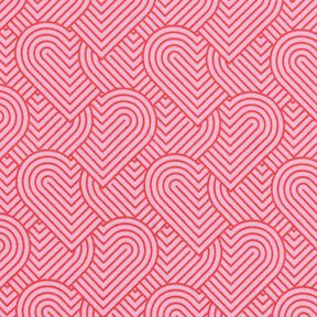 French Terry Overlapping Hearts – pink/fire red, 