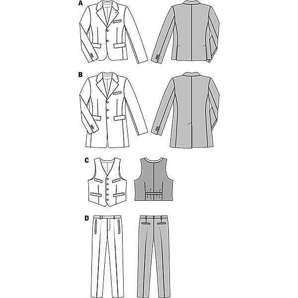 Men's Suit / Vest / Frock Coat, Burda 6871,  image number 4