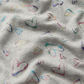 Alpine Fleece Glitter hearts Foil Print – light grey, 