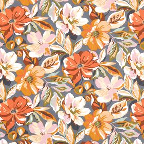 Coated Cotton stylish flowers &ndash; slate grey/ros&eacute;, 