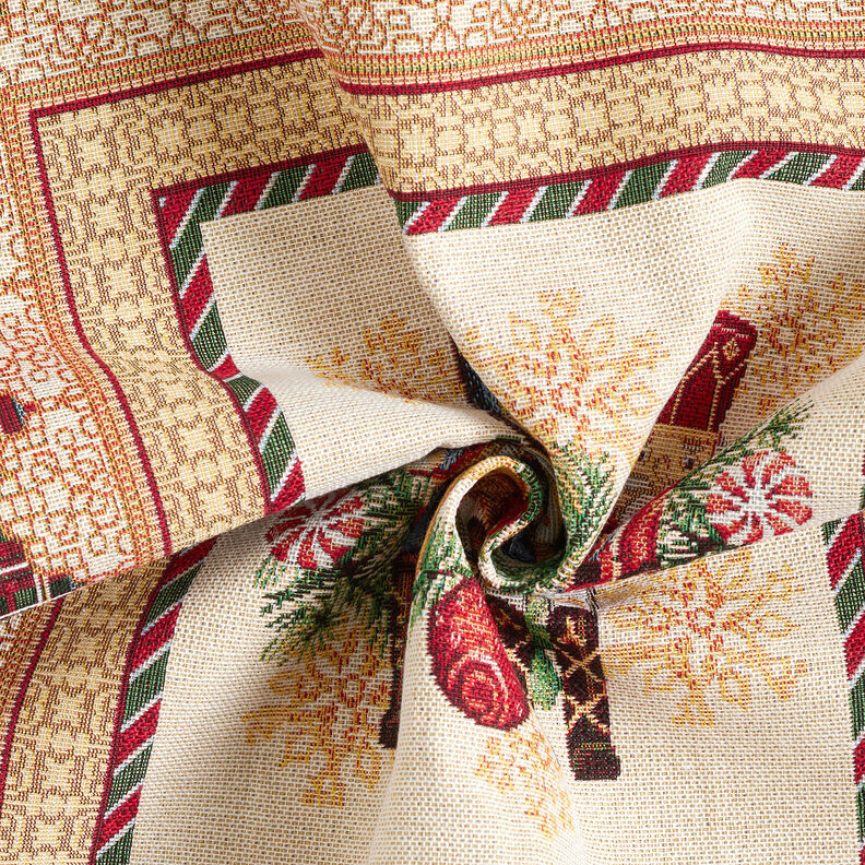Decorative Panel Tapestry Fabric Nutcracker Duo – carmine/light beige, image number 3