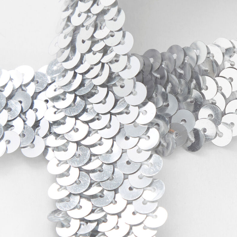 Elastic sequin trim [30 mm] – silver,  image number 2