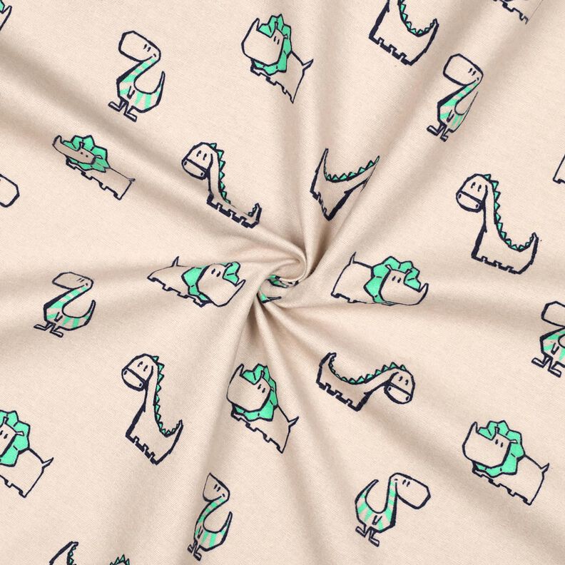Cotton Flannel cheeky dinosaurs | Poppy Fabrics – natural/emerald green, image number 3