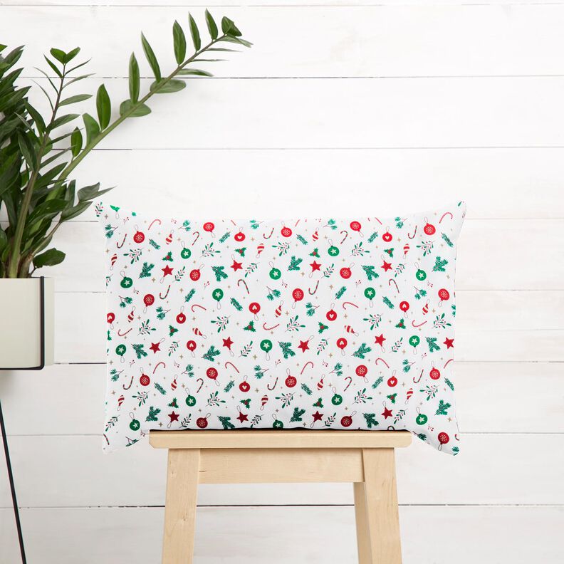 Cotton Cretonne Christmas Decorations – white/green, image number 6