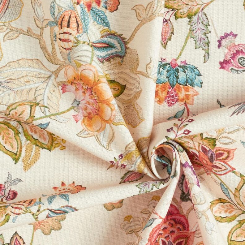 Decor Fabric Canvas abstract dahlias – cream/hollyhock,  image number 3