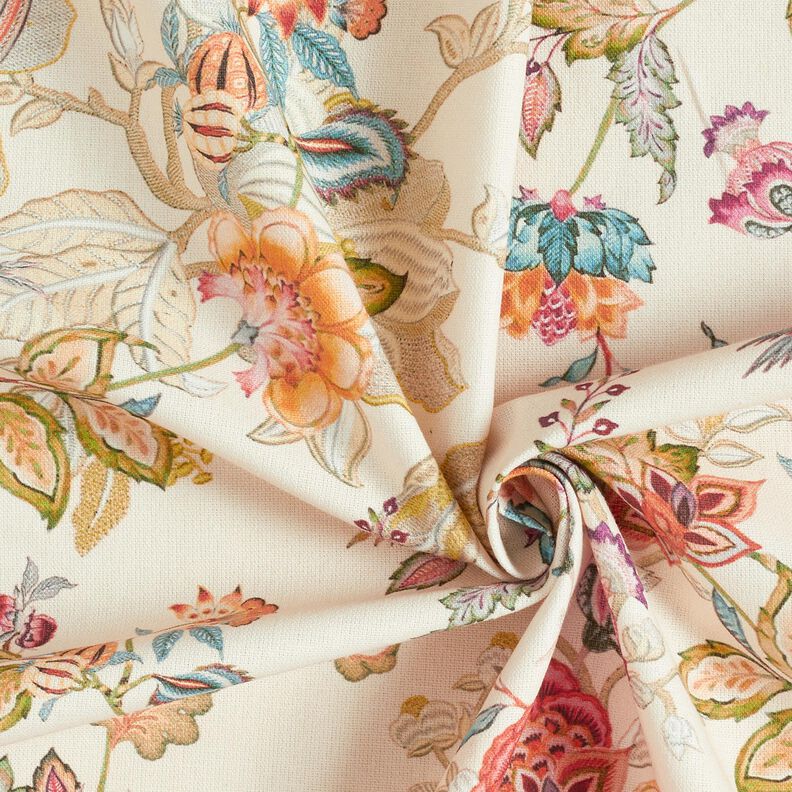 Decor Fabric Canvas abstract dahlias – cream/hollyhock, image number 3