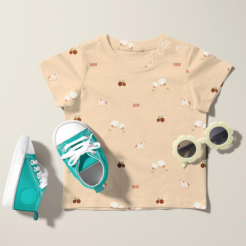 Cotton Jersey farmyard – almond, image number 5