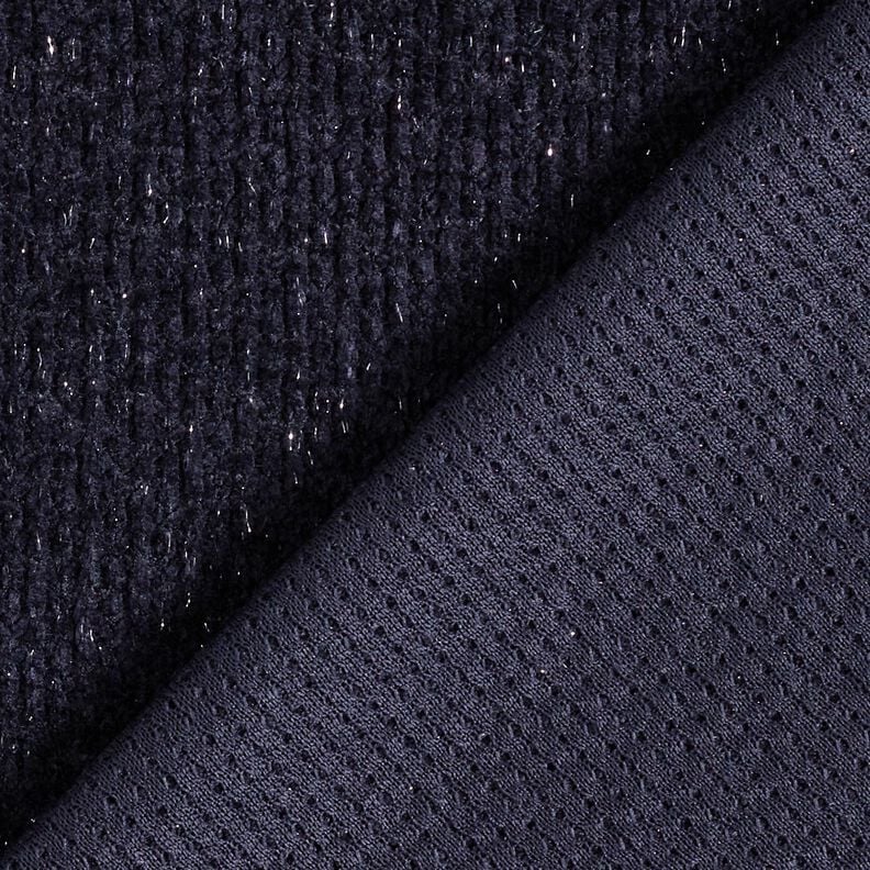 Chenille Knit Jacquard Glitter – blue-black/metallic silver,  image number 3